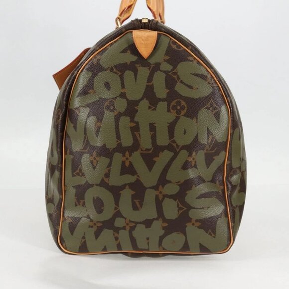 LOUIS VUITTON Monogram Graffiti Keepall 50 Boston Bag Khaki M92196 Auth 129961V - Picture 6 of 16